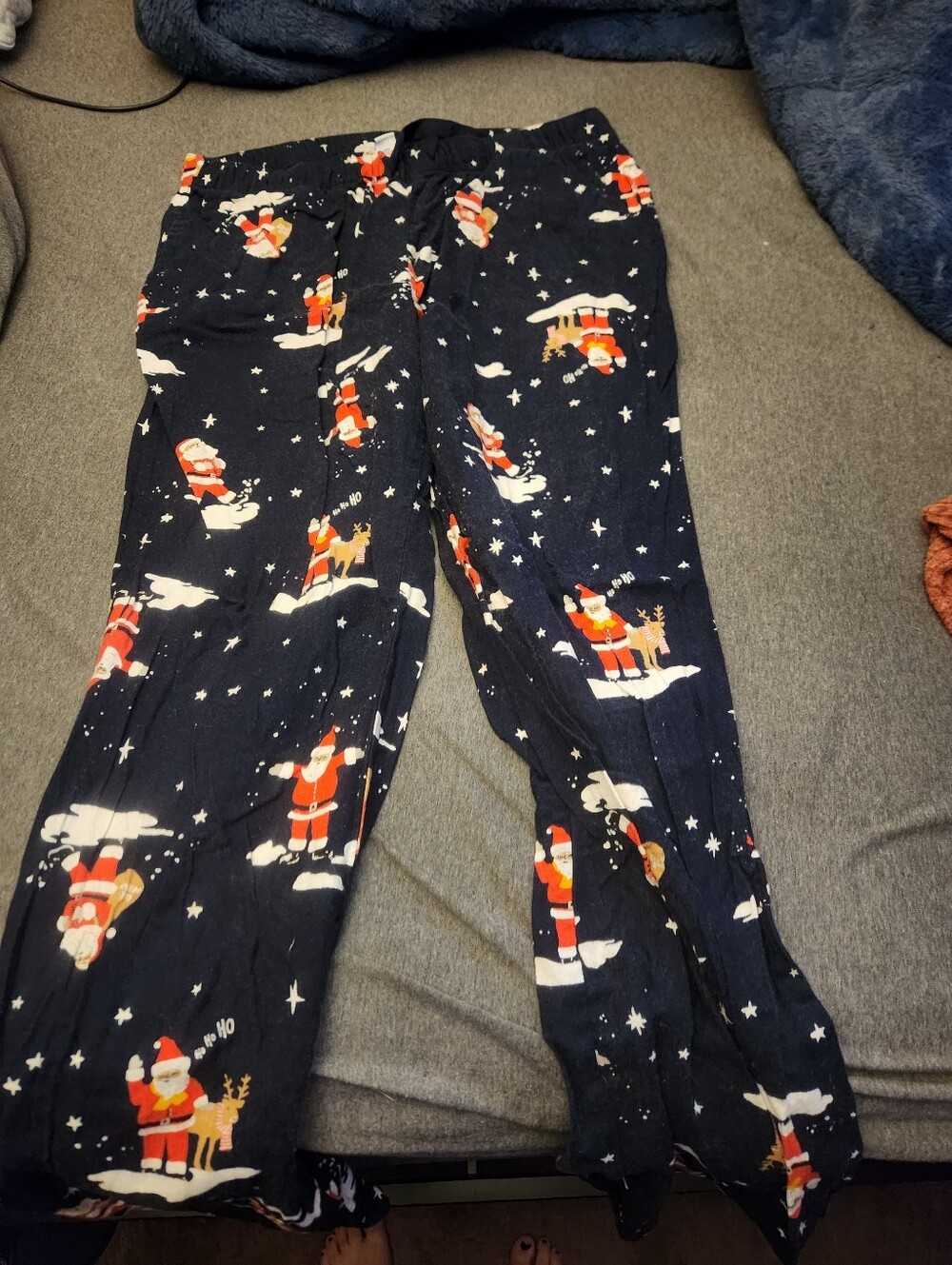 Old Navy Navy Santa Print Kids Pajama Bottoms